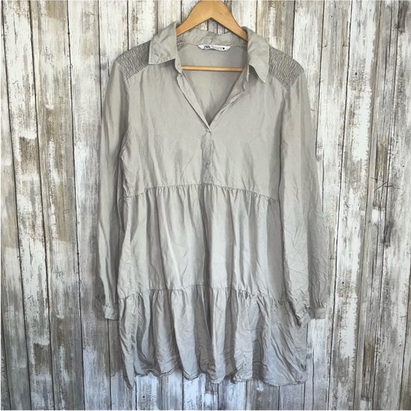 Zara Grey Tiered Mini Dress - Picture 2 of 7
